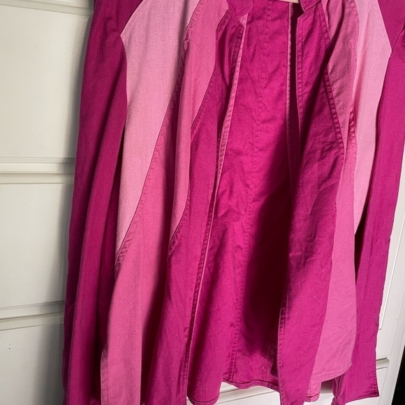 Vintage Victor Costa Occasion Barbie Pink Linen Cotton Patchwork Jacket - Picture 3 of 6